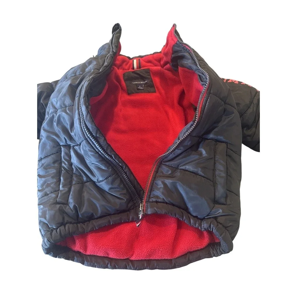 Tommy Hilfiger Puffer Jacket Coat Boys Size 5 Black & Red NO HOOD